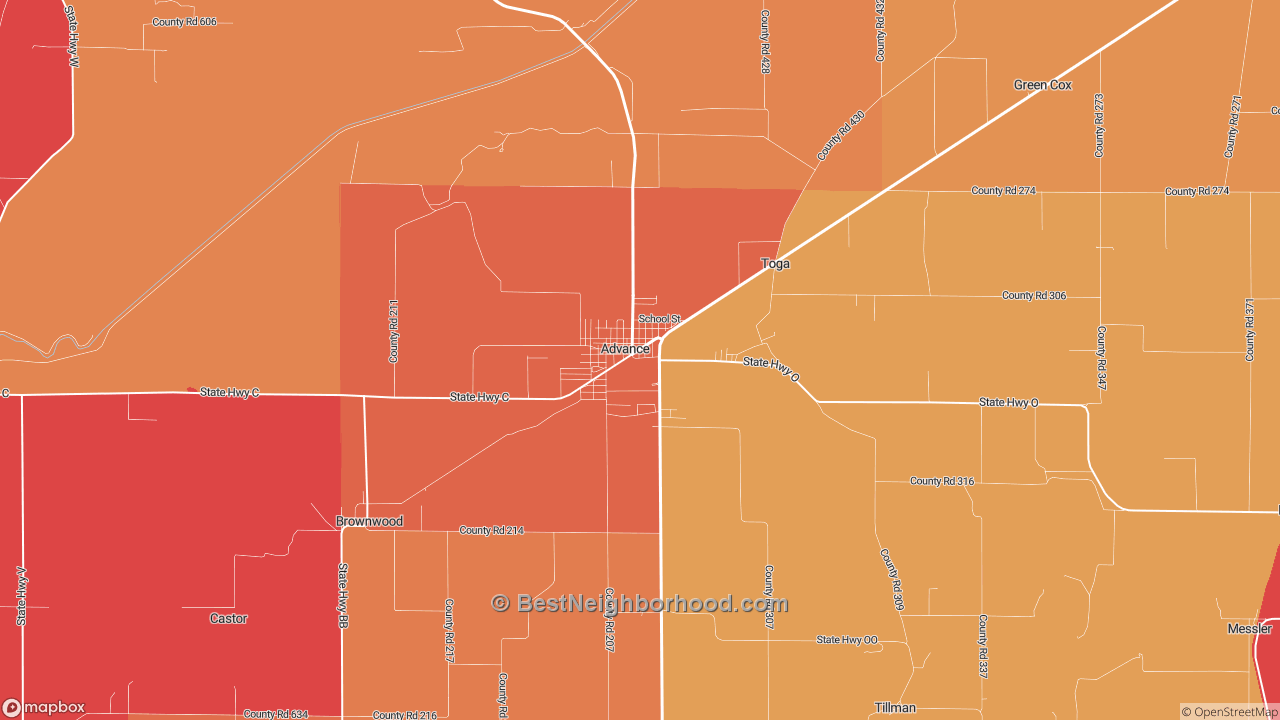 The Best Neighborhoods in Advance, MO by Home Value