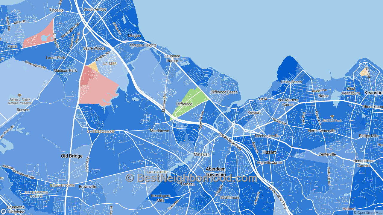 Race Map for Cliffwood, NJ and Racial Diversity Data
