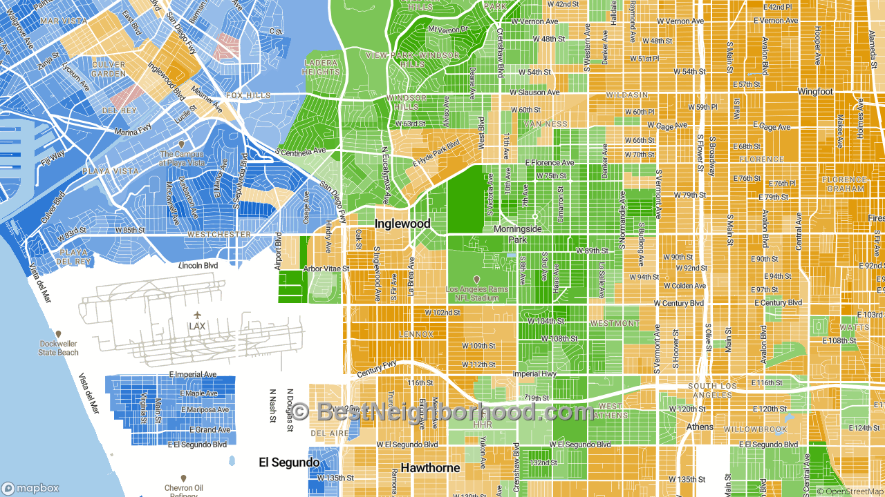 Race Map for Inglewood, CA and Racial Diversity Data